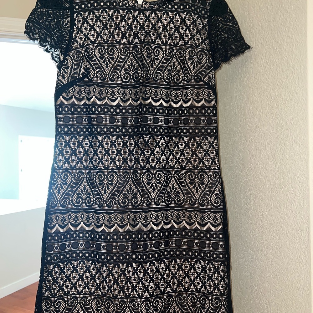 Felicity & Coco Black Sheath Mini Dress with Flutter Sleeves